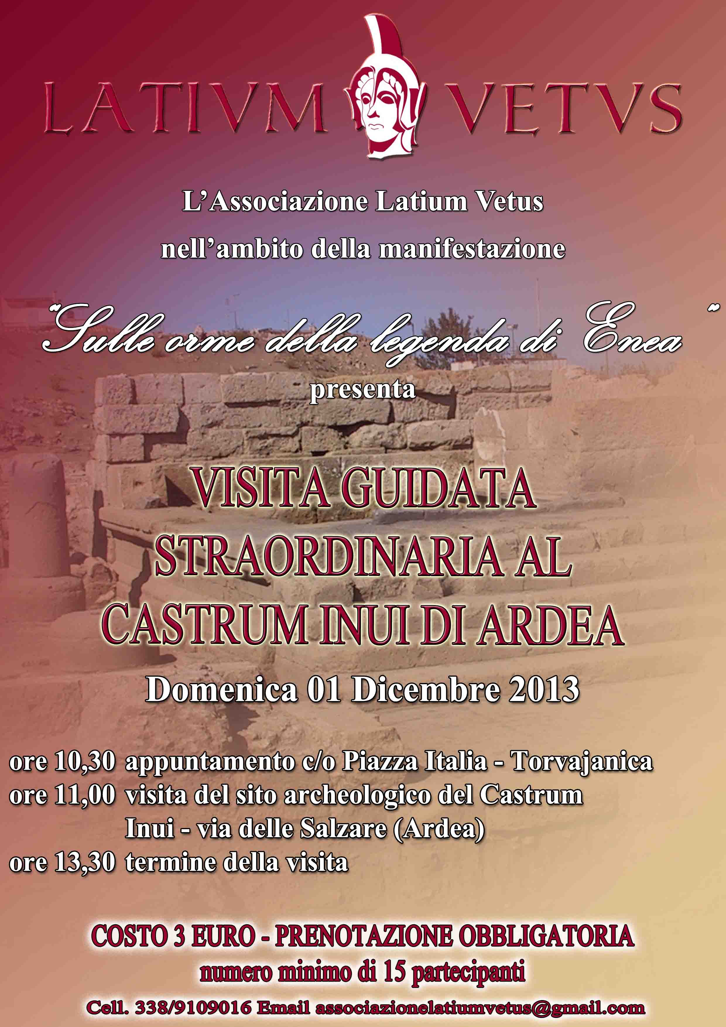 Domenica 01 dicembre visita straordinaria al Castrum Inui